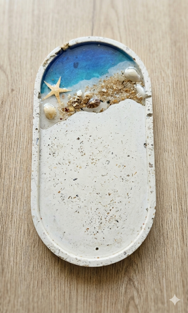 Bandeja Playa Infinita en Cemento y Resina